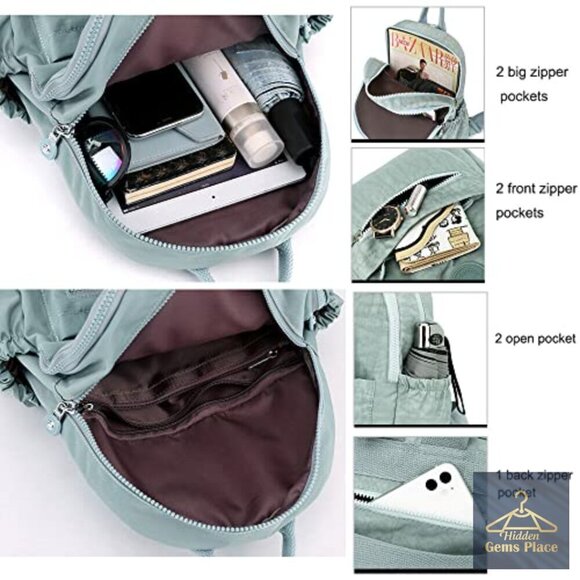 Mini Nylon Backpack Lightweight Travel Daypack Adjustable Strap 9 Pockets main image 4